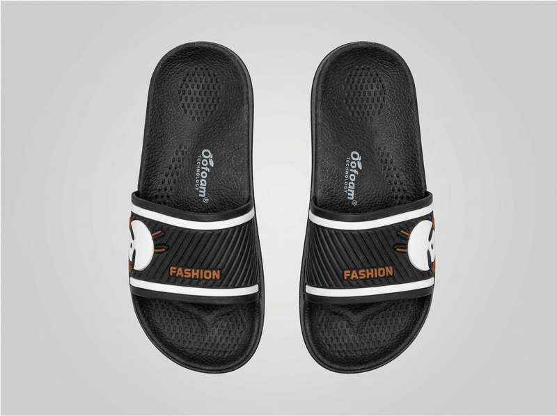 Oofoam black slippers for Kids