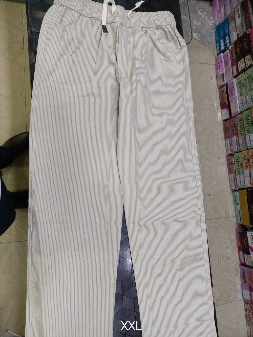 Beige Striped Trouser for Men