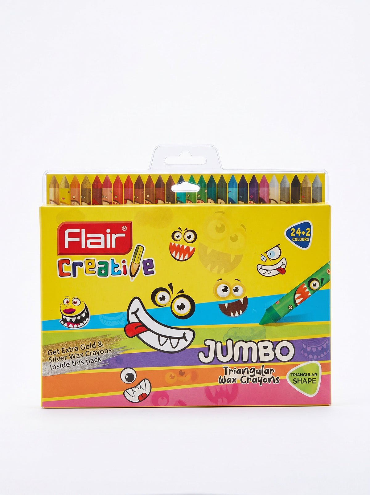 Flair Creative Jumbo Triangular Wax Crayons Color Pencil