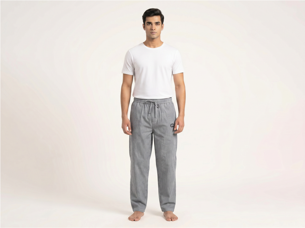 Baggy Bottom wear trousers for men in grey lined