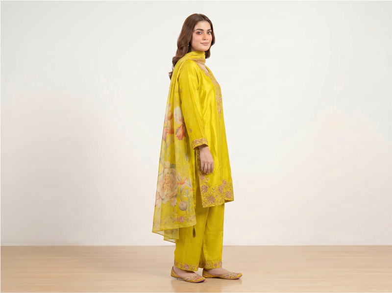 3 Piece Yellow Kurti for Women