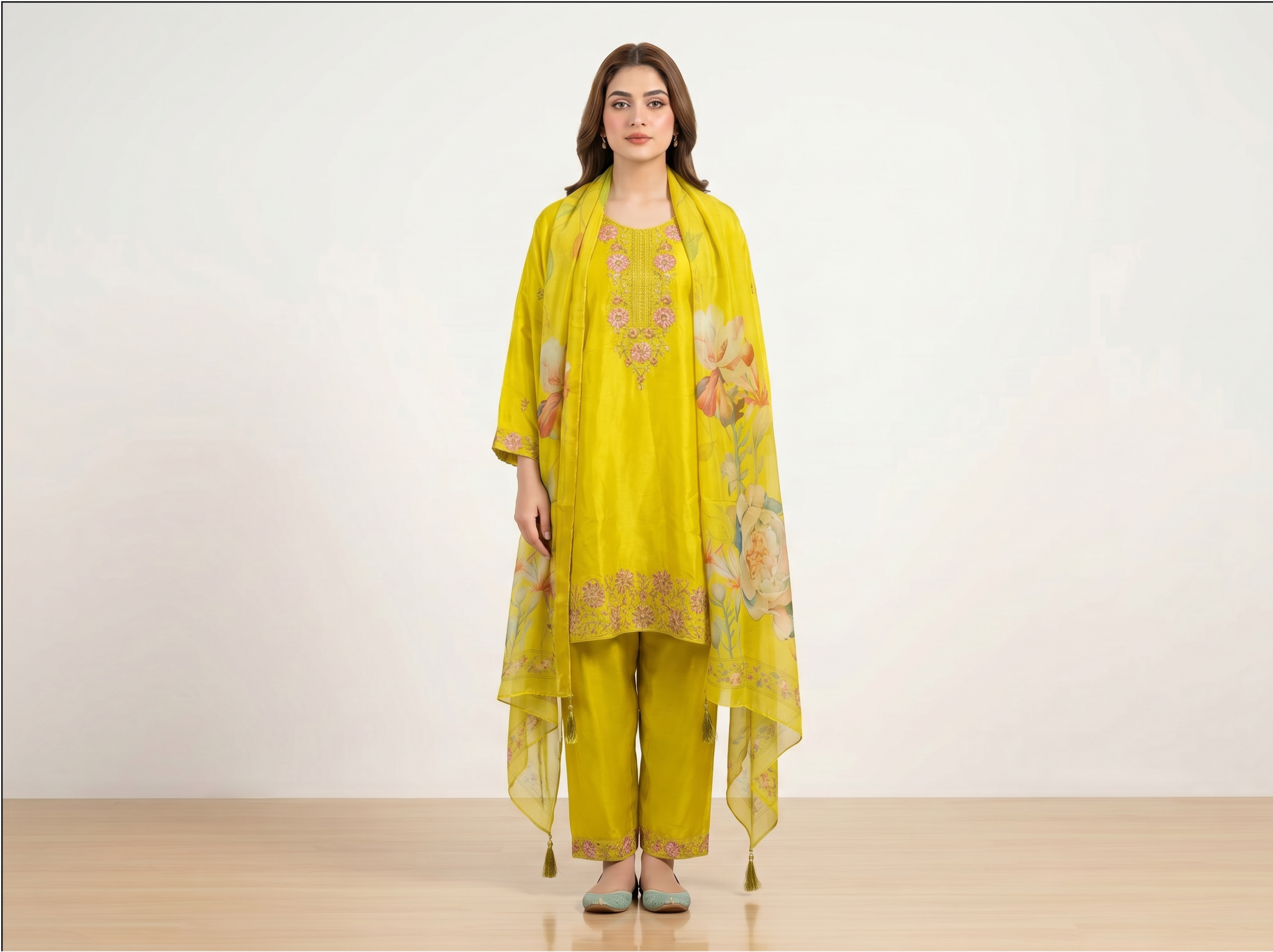 3 Piece Yellow Kurti for Women