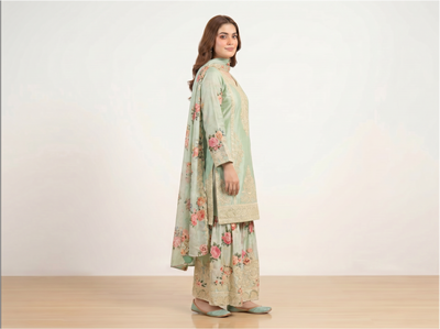 3 Piece pale green Kurti for Women