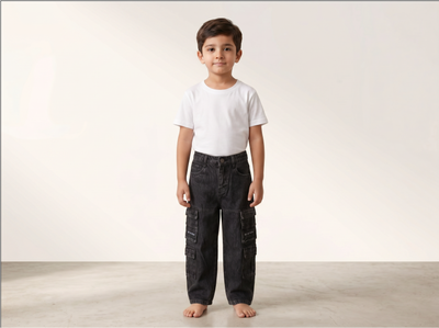 Black Cargo Jeans for Kids