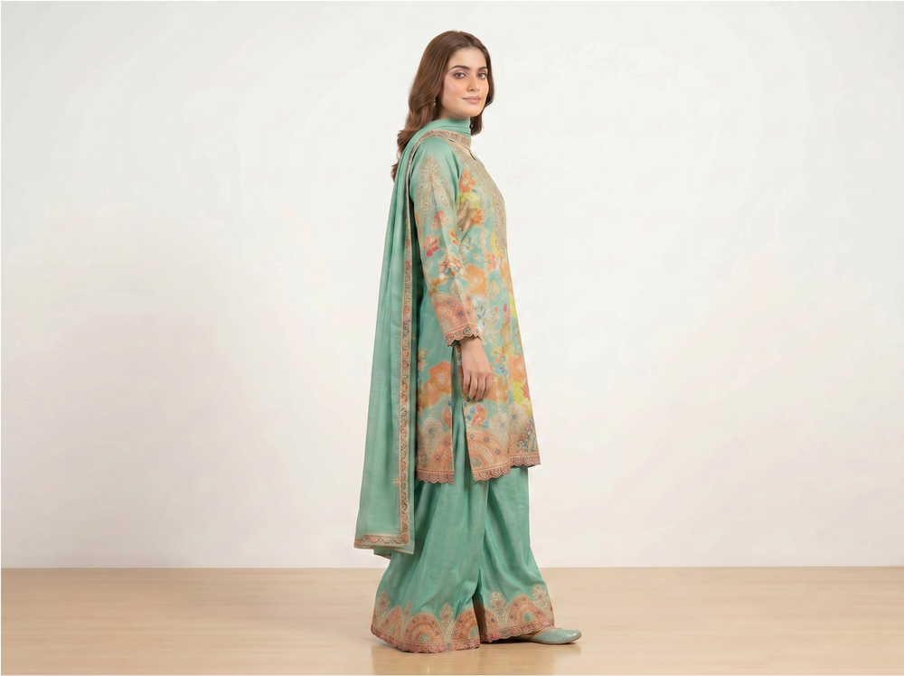 3 Piece Kurti for Women Green