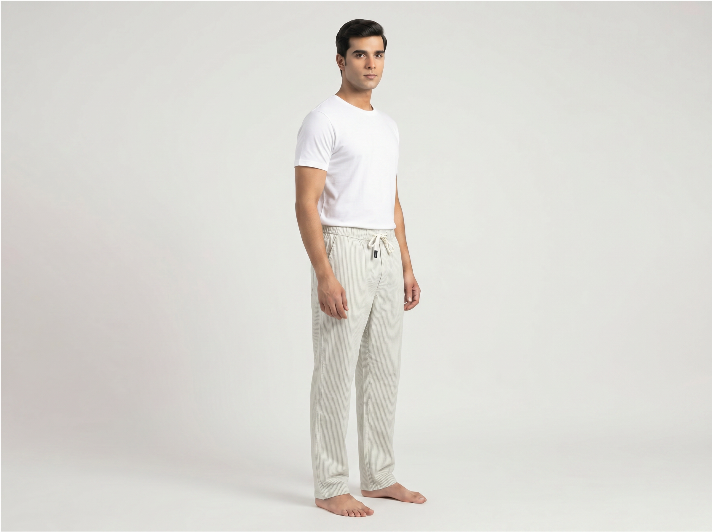 Beige Striped Trouser for Men