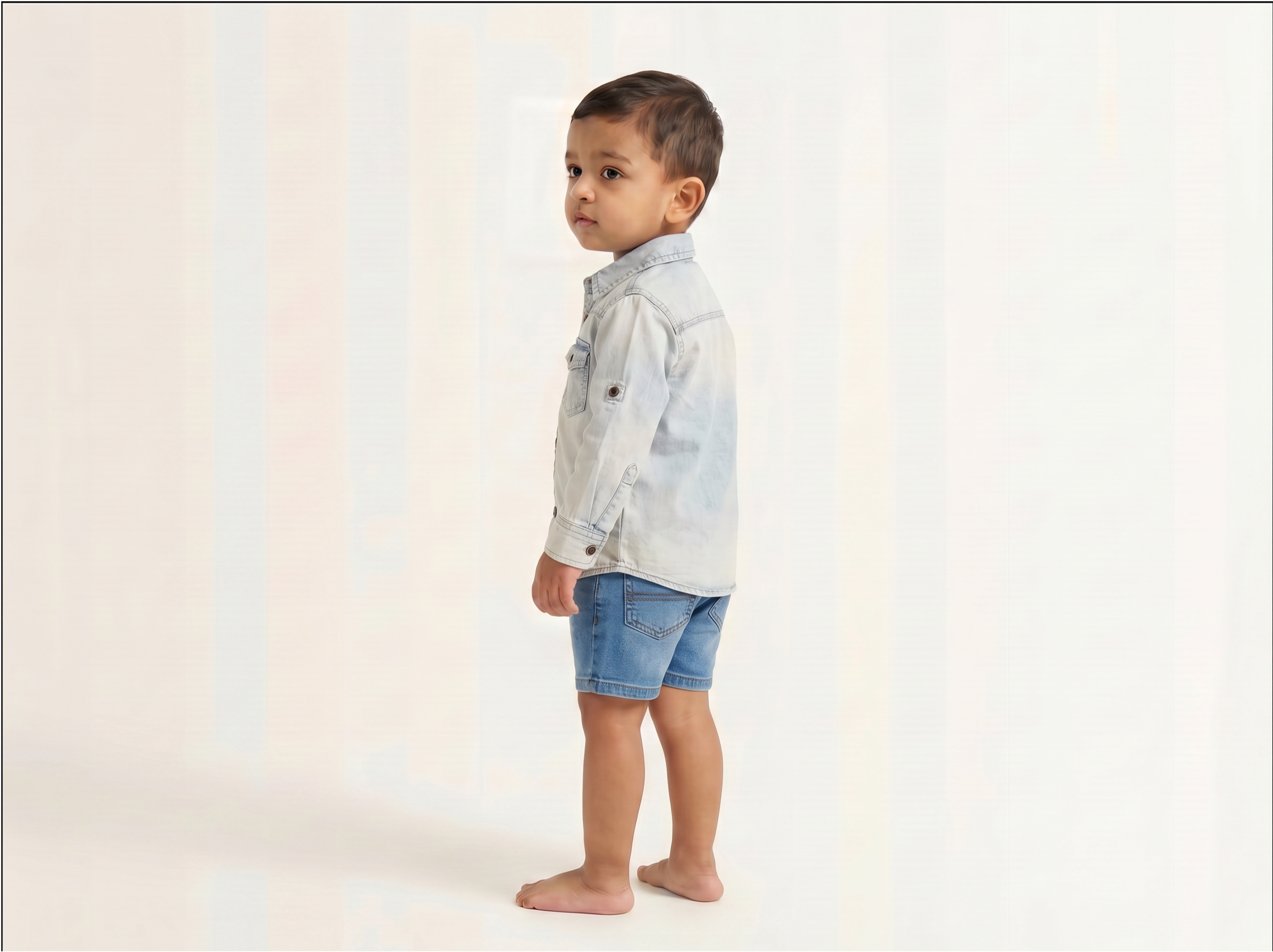 Grey Denim Button Shirt for Kids