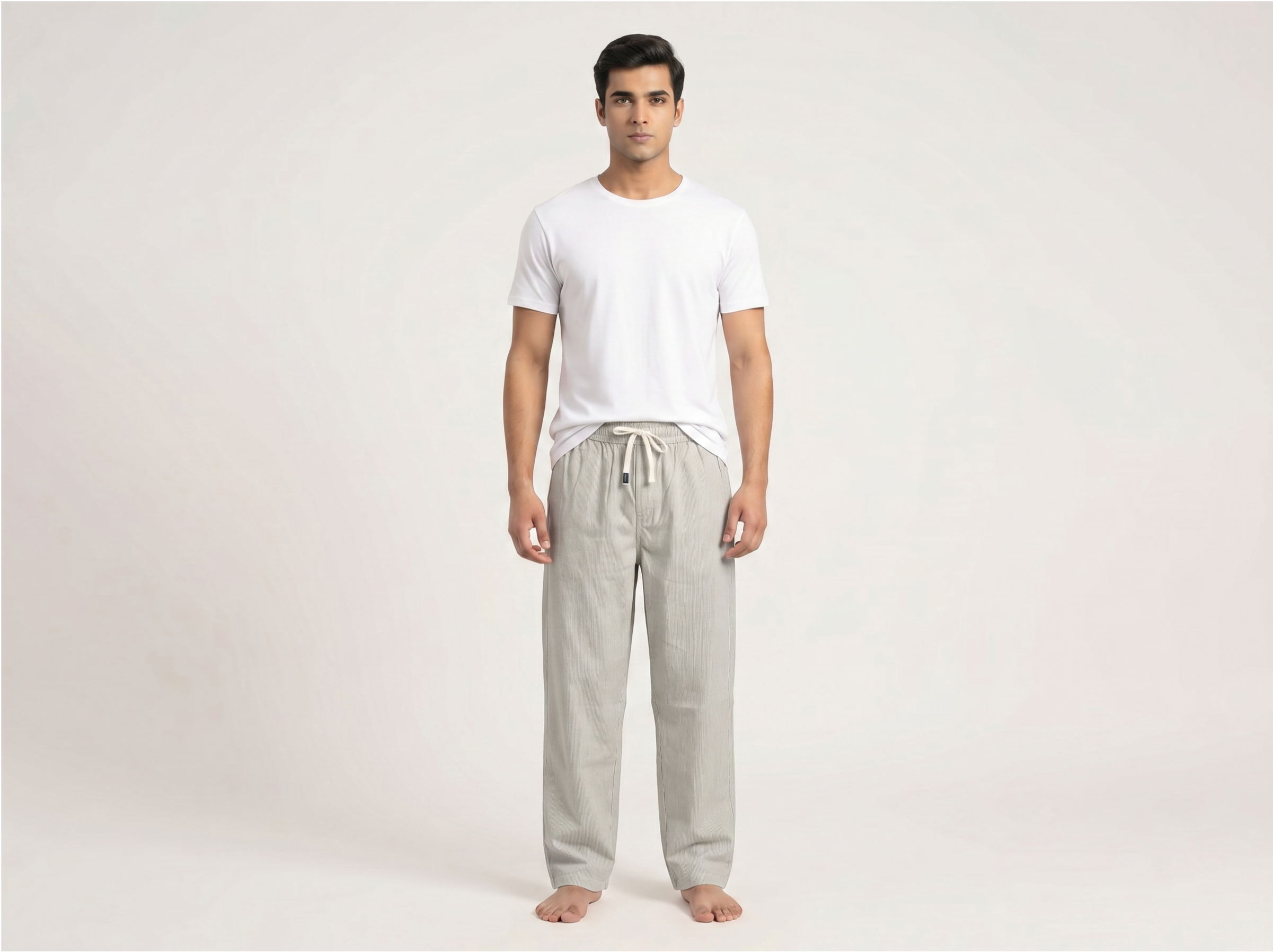 Beige Striped Trouser for Men